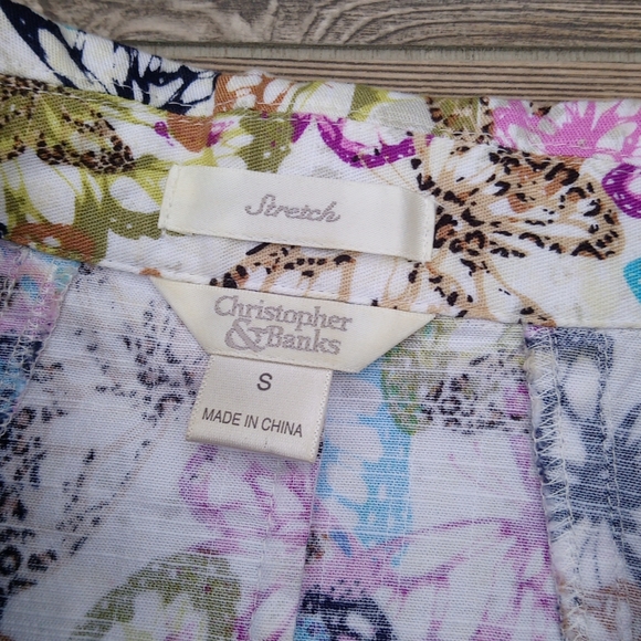 Butterfly Patterned Button Down Front Blazer Jacket Suit Top - Picture 6 of 14